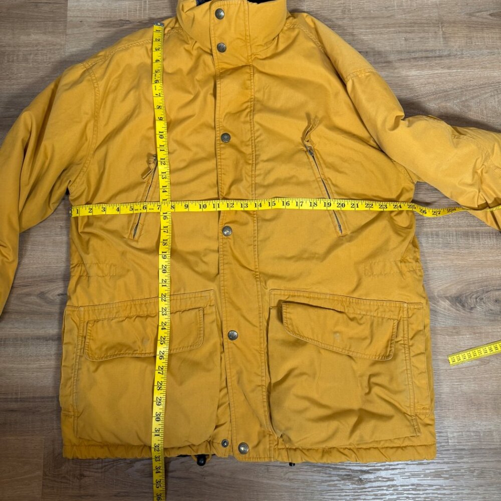 Vintage 90s Eddie Bauer Men's Yellow Goose Down Coat Outdoors Warm M - Picture 9 of 14